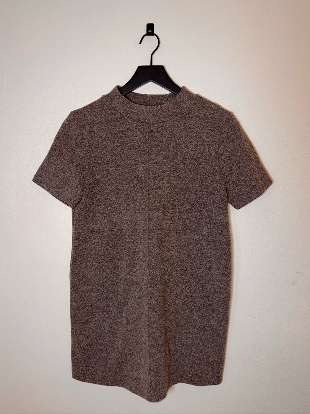 ZARA Mock Neck Short Sleeve Mini Shift Dress (Size L)